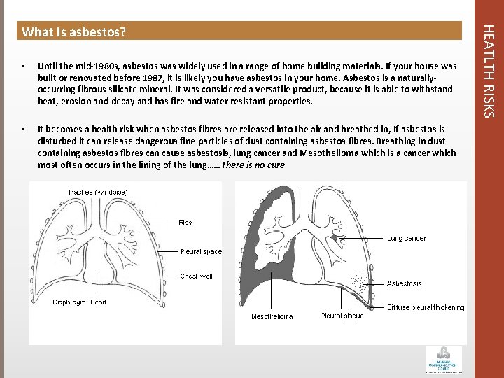  • Until the mid-1980 s, asbestos was widely used in a range of