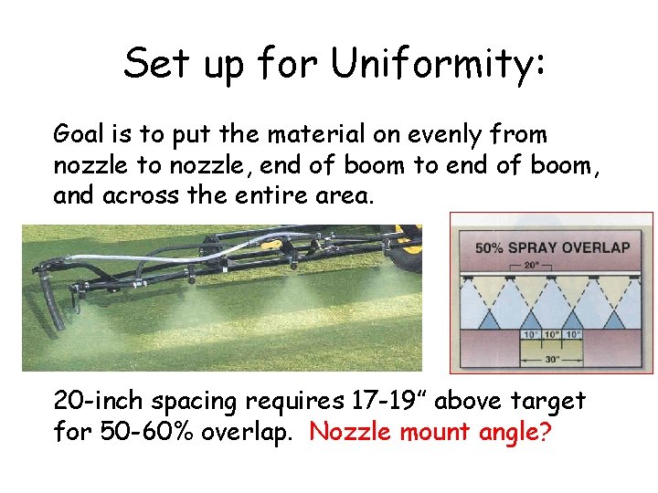 Set up for Uniformity: Goal is to put the material on evenly from nozzle