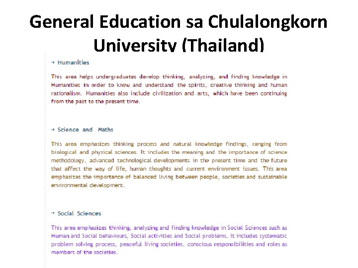 General Education sa Chulalongkorn University (Thailand) 