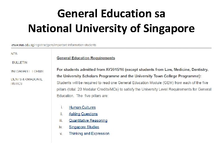 General Education sa National University of Singapore 