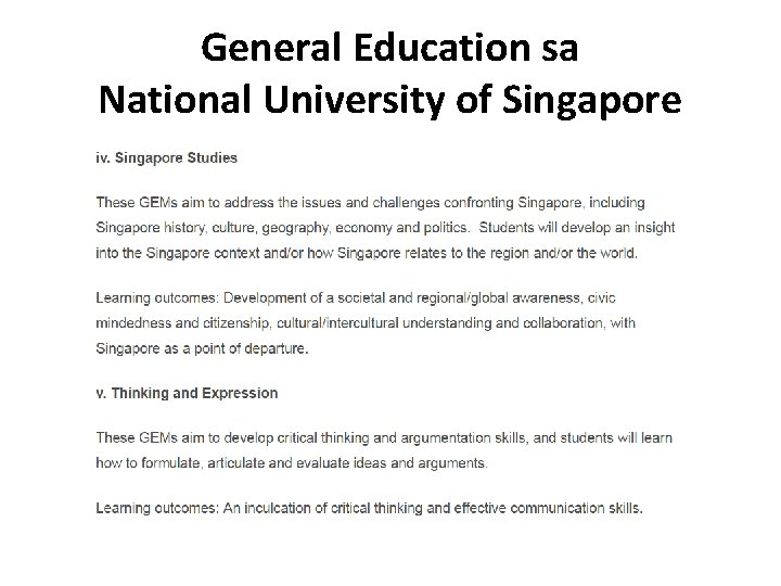 General Education sa National University of Singapore 