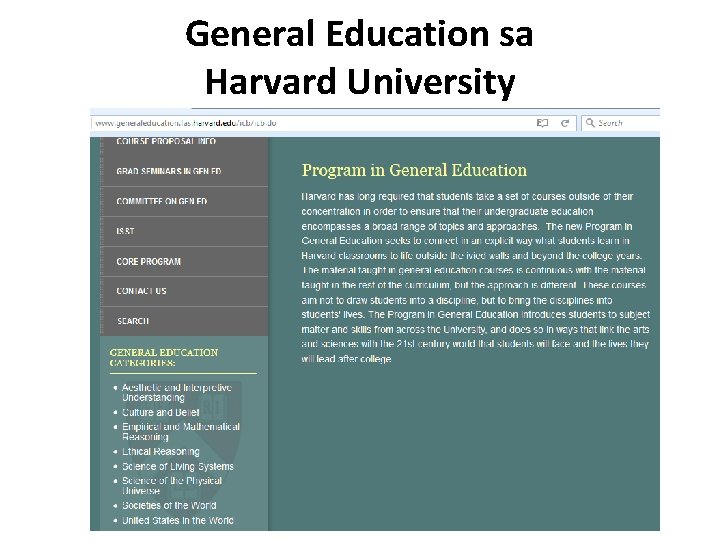 General Education sa Harvard University 