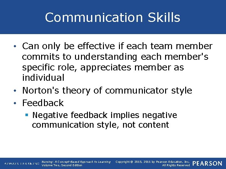 Communication Skills • Can only be effective if each team member commits to understanding