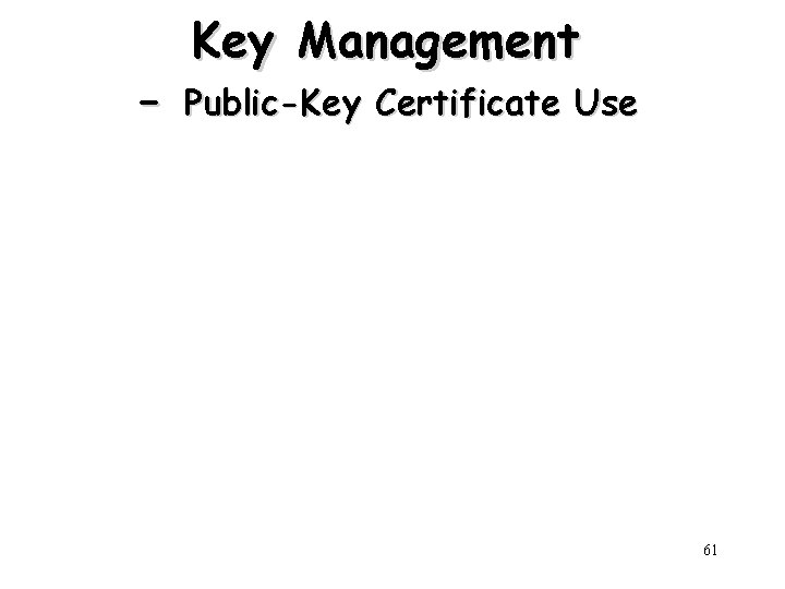 - Key Management Public-Key Certificate Use 61 