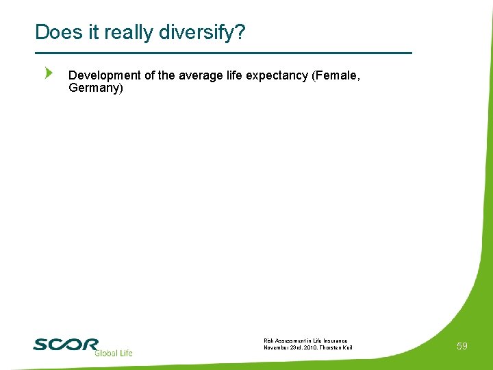 Does it really diversify? Development of the average life expectancy (Female, Germany) Risk Assessment