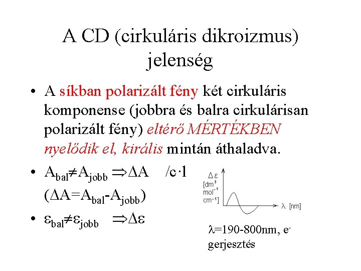 A CD (cirkuláris dikroizmus) jelenség • A síkban polarizált fény két cirkuláris komponense (jobbra