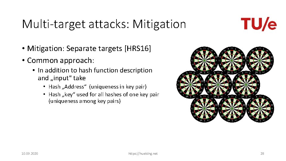 Multi-target attacks: Mitigation • Mitigation: Separate targets [HRS 16] • Common approach: • In