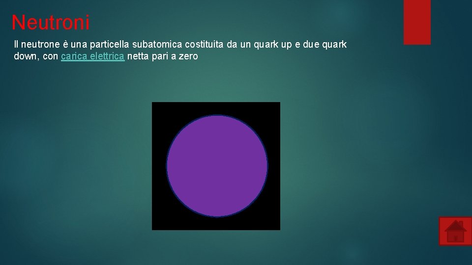 Neutroni Il neutrone è una particella subatomica costituita da un quark up e due