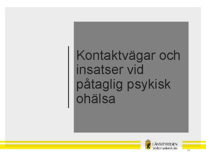 Kontaktvägar och insatser vid påtaglig psykisk ohälsa 14 