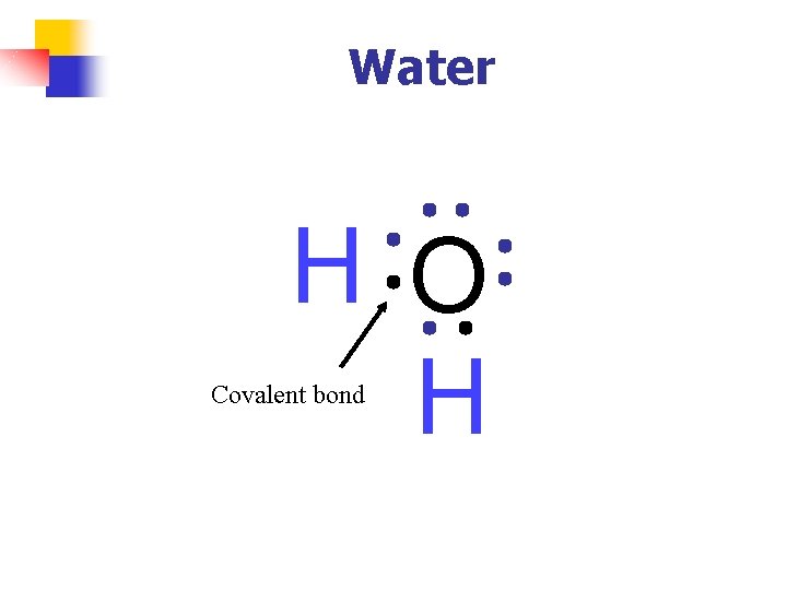 Water H O H Covalent bond 