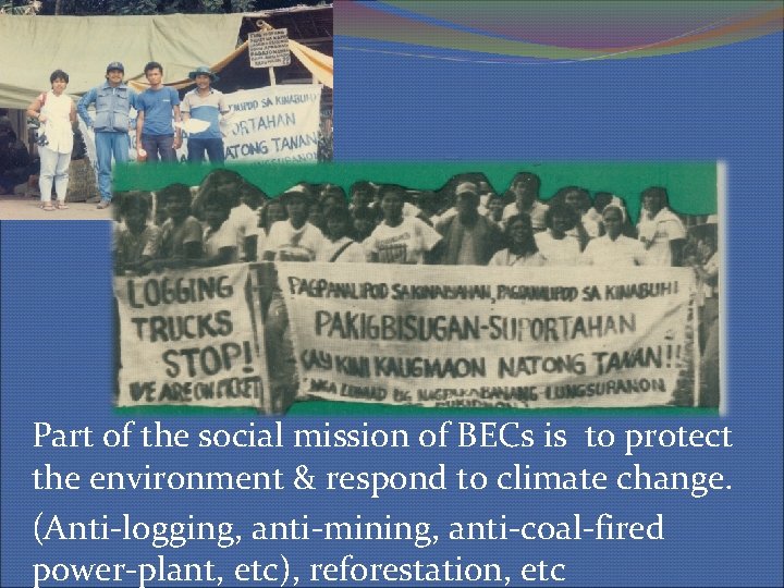 Ecology Part of the social mission of BECs is to protect the environment &
