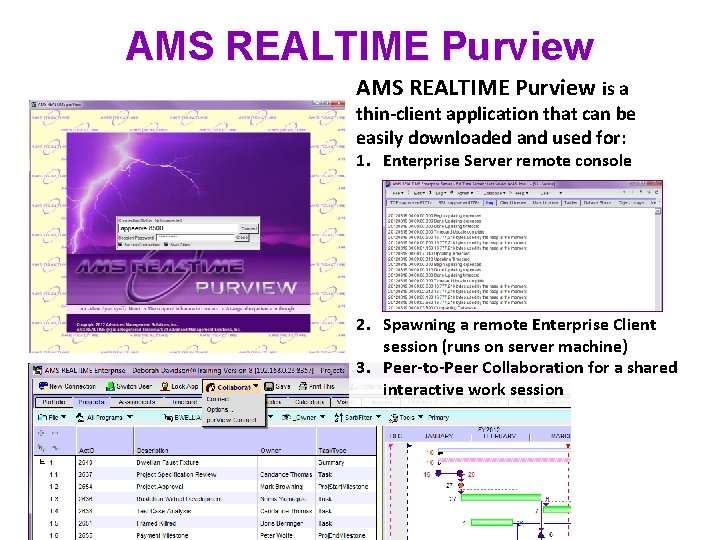 AMS REALTIME Purview is a thin-client application that can be easily downloaded and used