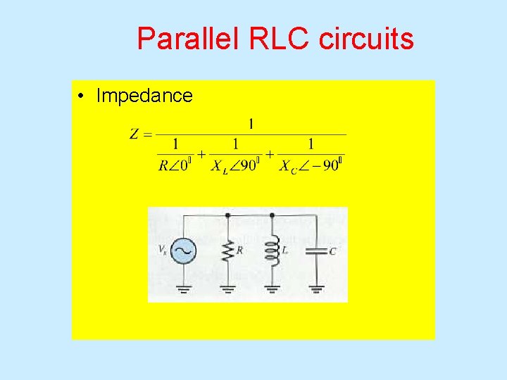 Parallel RLC circuits • Impedance 