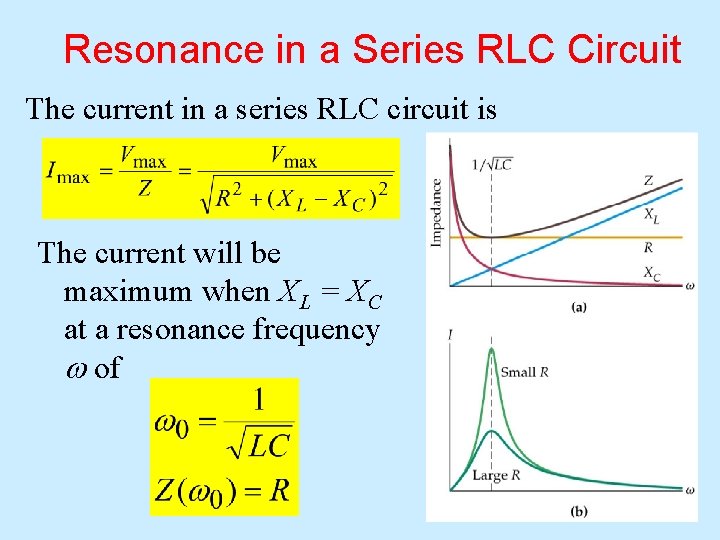 Resonance in a Series RLC Circuit The current in a series RLC circuit is