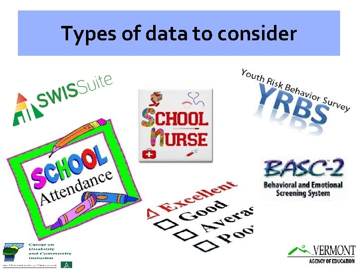 Types of data to consider 