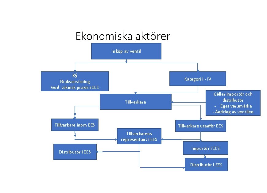 Ekonomiska aktörer Inköp av ventil 8§ Bruksanvisning God teknisk praxis i EES Kategori i