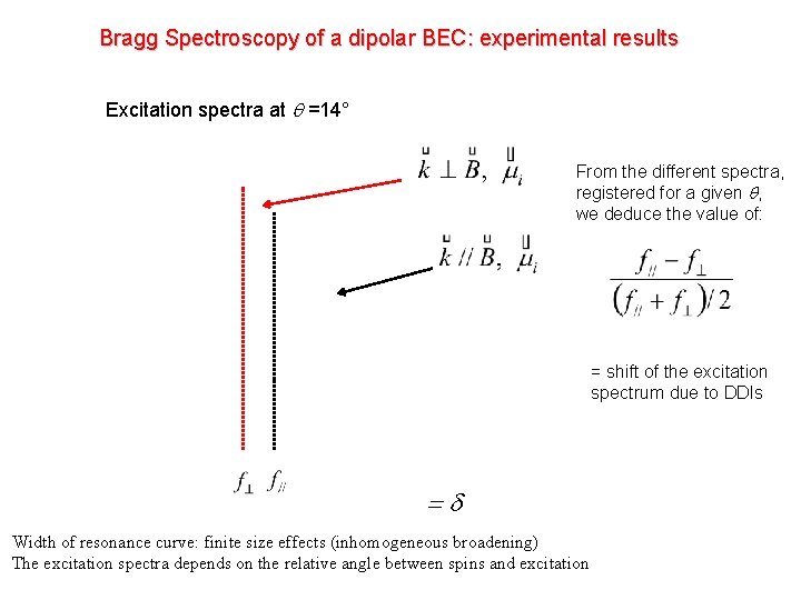Bragg Spectroscopy of a dipolar BEC: experimental results Excitation spectra at q =14° From