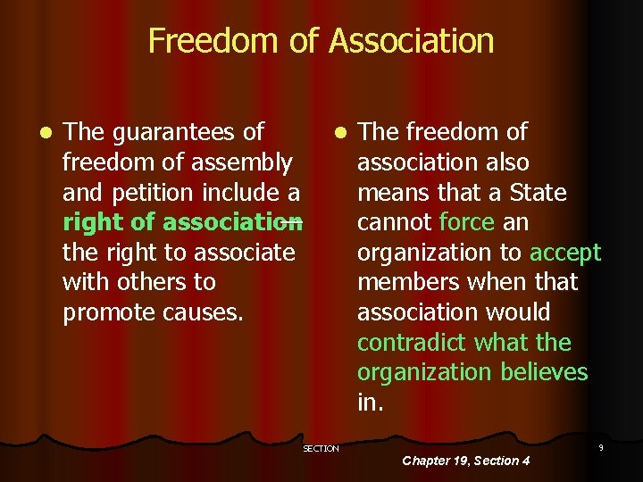 Freedom of Association l The guarantees of freedom of assembly and petition include a