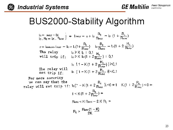 Industrial Systems BUS 2000 -Stability Algorithm 23 