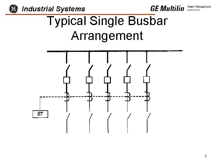 Industrial Systems Typical Single Busbar Arrangement 3 