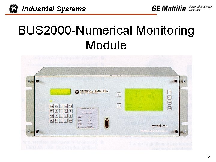 Industrial Systems BUS 2000 -Numerical Monitoring Module 34 