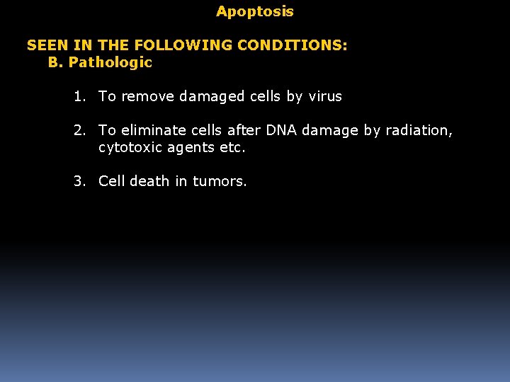Apoptosis SEEN IN THE FOLLOWING CONDITIONS: B. Pathologic 1. To remove damaged cells by