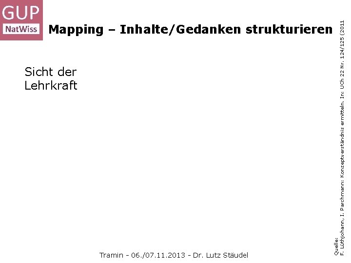 Quelle: F. Lüthjohann, I. Parchmann: Konzeptverständnis ermitteln. In: UCh 22 Nr. 124/125 (2011 Mapping