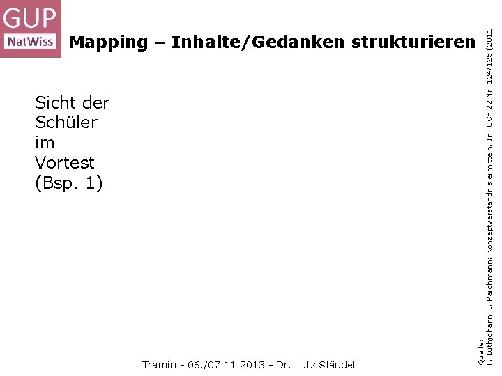 Quelle: F. Lüthjohann, I. Parchmann: Konzeptverständnis ermitteln. In: UCh 22 Nr. 124/125 (2011 Mapping