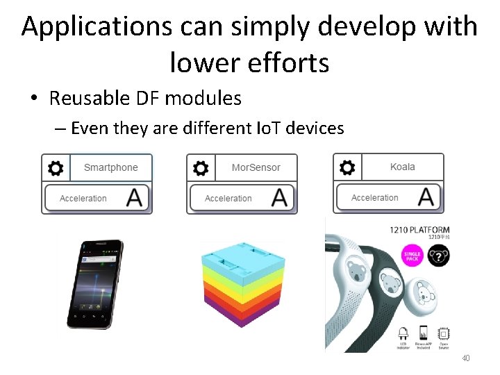 Applications can simply develop with lower efforts • Reusable DF modules – Even they