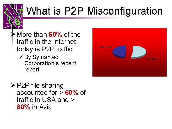 What is P 2 P Misconfiguration Ø More than 50% of the traffic in