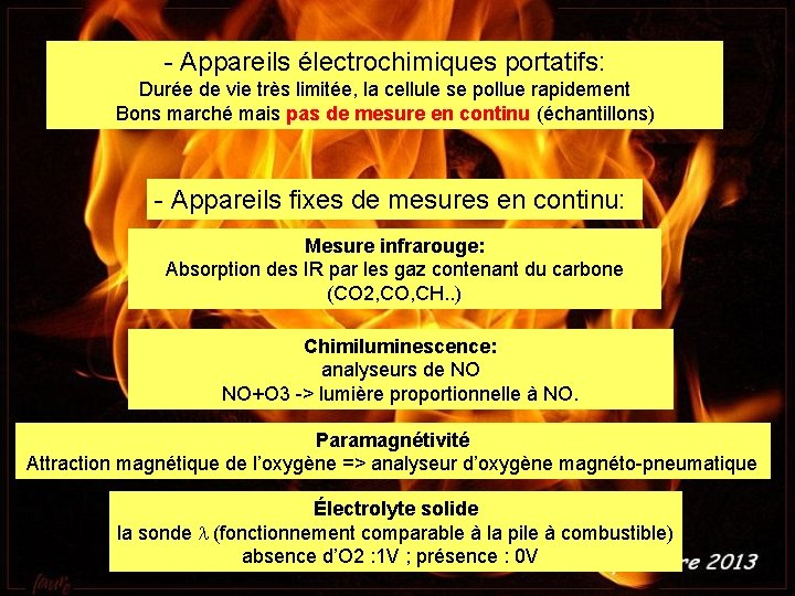 - Appareils électrochimiques portatifs: Durée de vie très limitée, la cellule se pollue rapidement