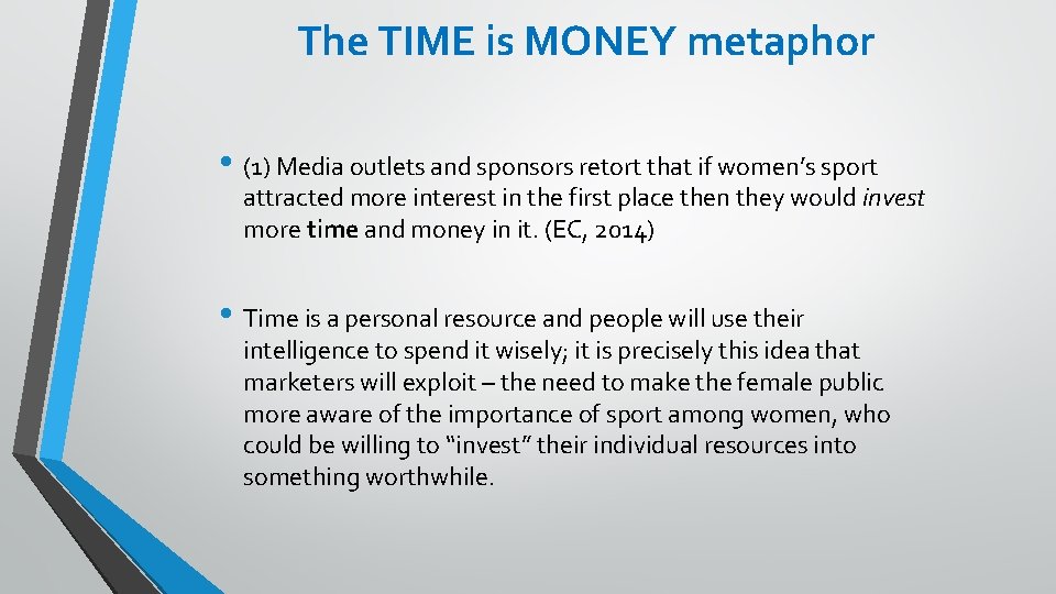 The TIME is MONEY metaphor • (1) Media outlets and sponsors retort that if The TIME is MONEY metaphor • (1) Media outlets and sponsors retort that if