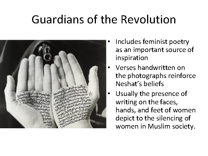 Guardians of the Revolution • Includes feminist poetry as an important source of inspiration