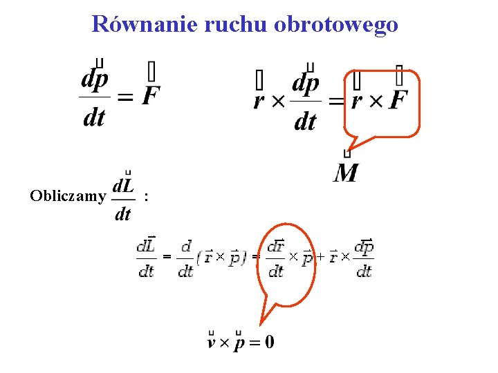 Równanie ruchu obrotowego Obliczamy : 