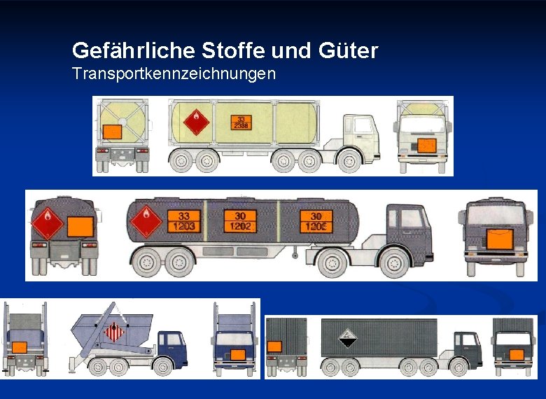 Gefährliche Stoffe und Güter Transportkennzeichnungen 