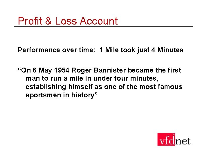 Profit & Loss Account Performance over time: 1 Mile took just 4 Minutes “On