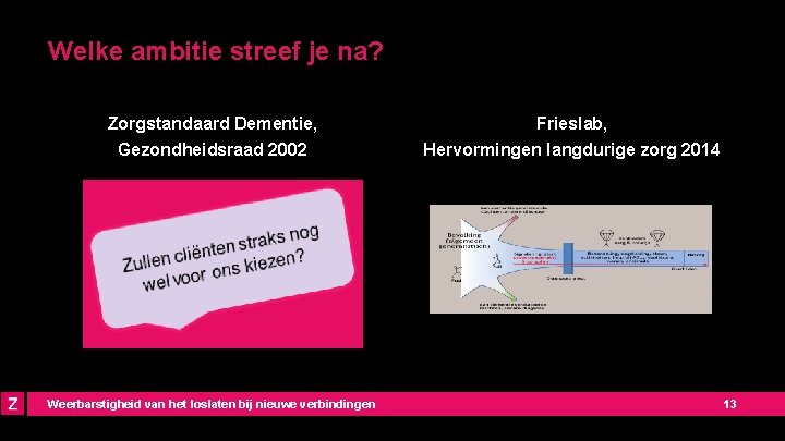 Welke ambitie streef je na? Zorgstandaard Dementie, Gezondheidsraad 2002 Weerbarstigheid van het loslaten bij
