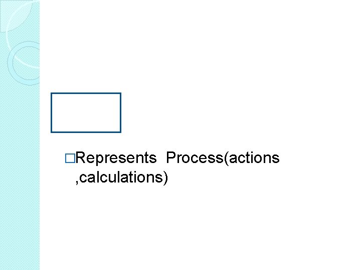�Represents Process(actions , calculations) �Represents Process(actions , calculations)
