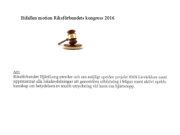 Bifallen motion Riksförbundets kongress 2016 