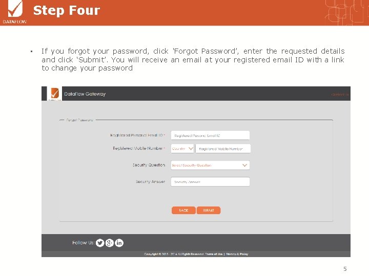 Step Four • If you forgot your password, click ‘Forgot Password’, enter the requested