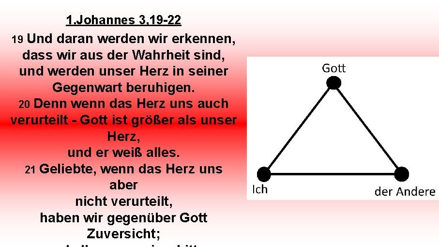 1. Johannes 3, 19 -22 19 Und daran werden wir erkennen, dass wir aus