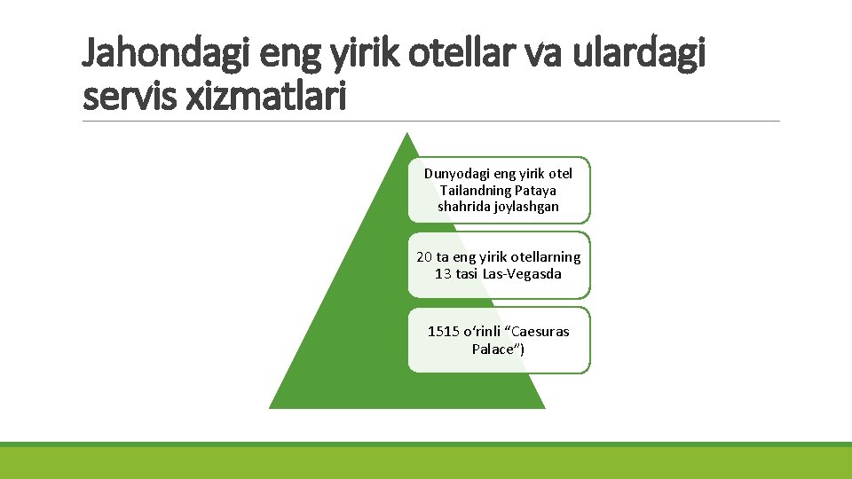 Jahondagi eng yirik otellar va ulardagi servis xizmatlari Dunyodagi eng yirik otel Tailandning Pataya