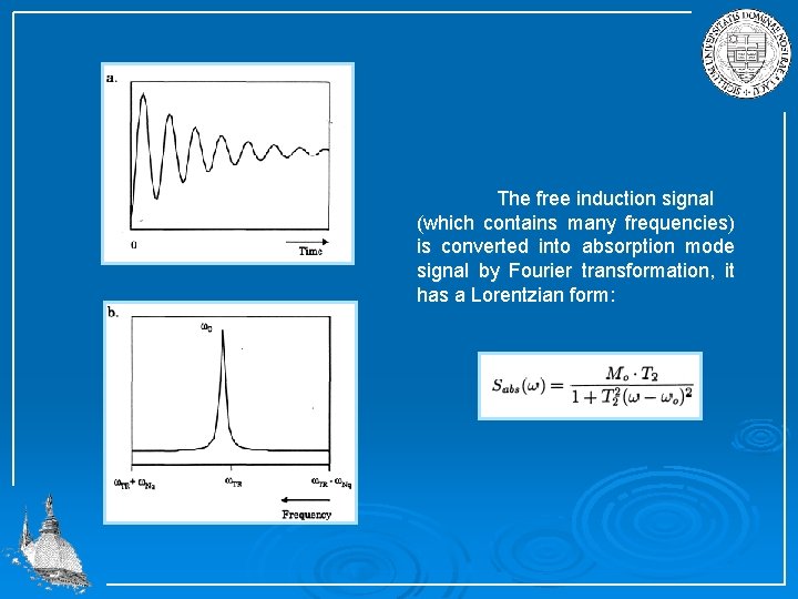 The free induction signal (which contains many frequencies) is converted into absorption mode signal