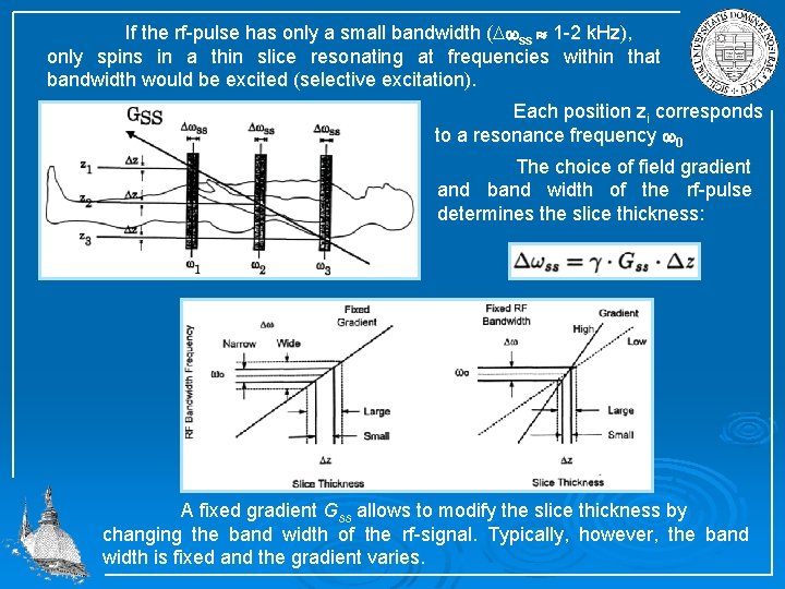 If the rf-pulse has only a small bandwidth ( ss 1 -2 k. Hz),