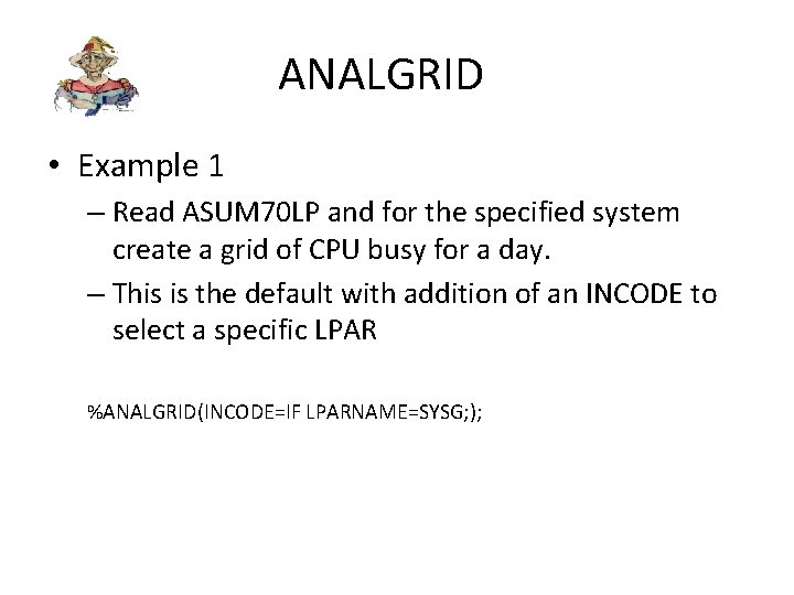 ANALGRID • Example 1 – Read ASUM 70 LP and for the specified system