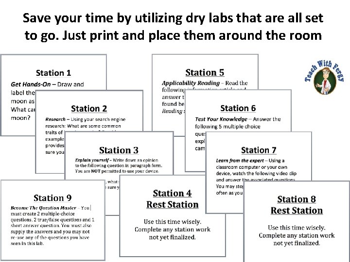 Save your time by utilizing dry labs that are all set to go. Just