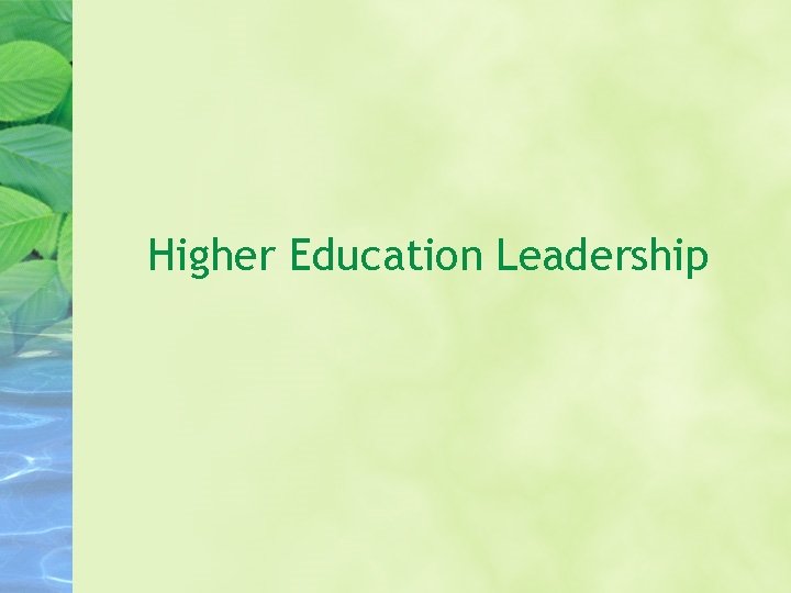 Higher Education Leadership 