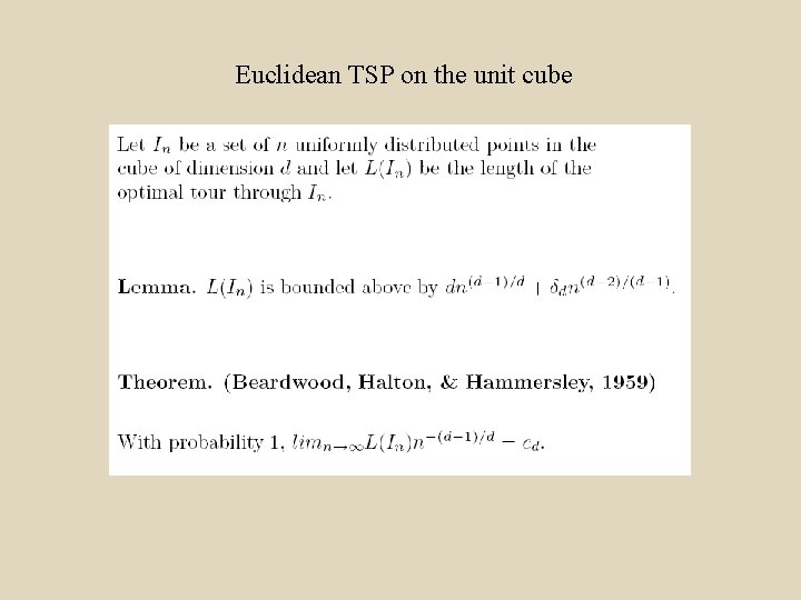 Euclidean TSP on the unit cube 