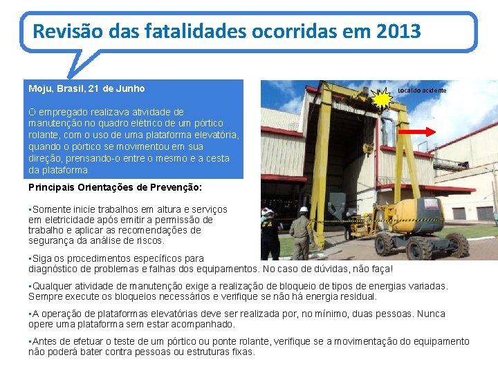 Revisão das fatalidades ocorridas em 2013 Moju, Brasil, 21 de Junho Local do acidente