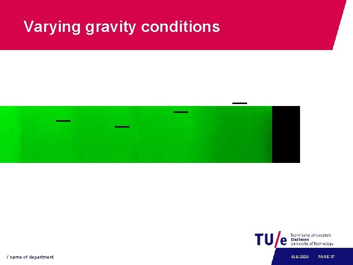 Varying gravity conditions 1 g / name of department 1. 8 g 0. 5